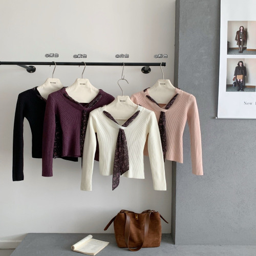 여성용 긴소매 니트