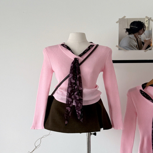 여성용 긴소매 니트