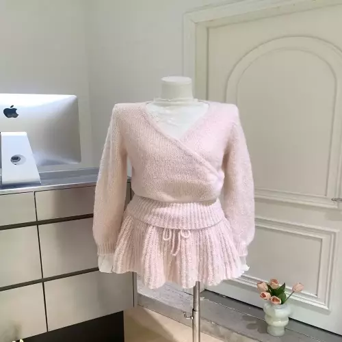 노브랜드 레이스 시스루 이너 탑 니트 상하 세트