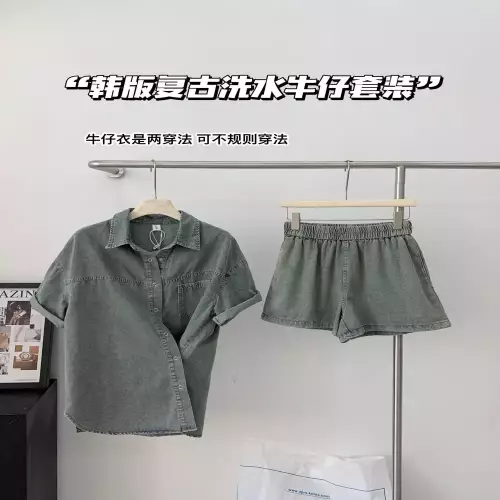 노브랜드 데님 반팔 셔츠 쇼츠 투피스 세트