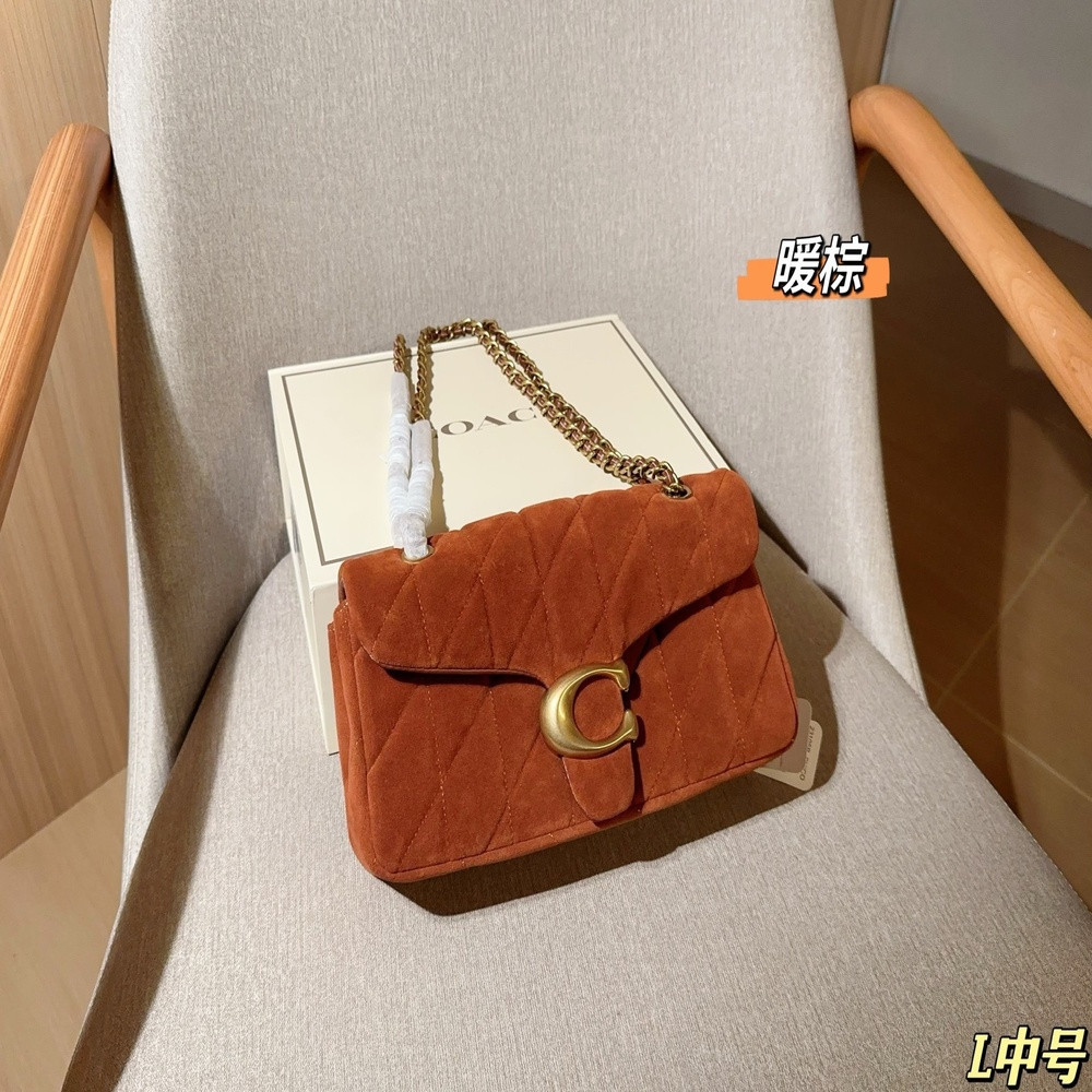 코치 스웨이드 체인 플랩백