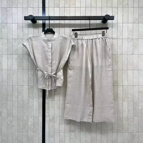 노브랜드 린넨 민소매 셔츠 와이드 팬츠 세트