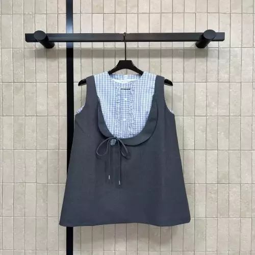 허리안 체크 셔츠와 레이어드 원피스 세트