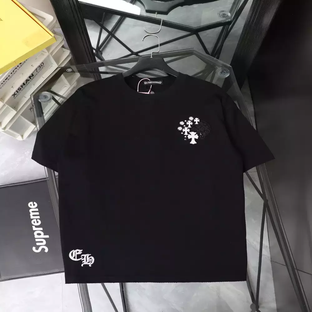 크롬하츠 광변 자수 반소매 티셔츠