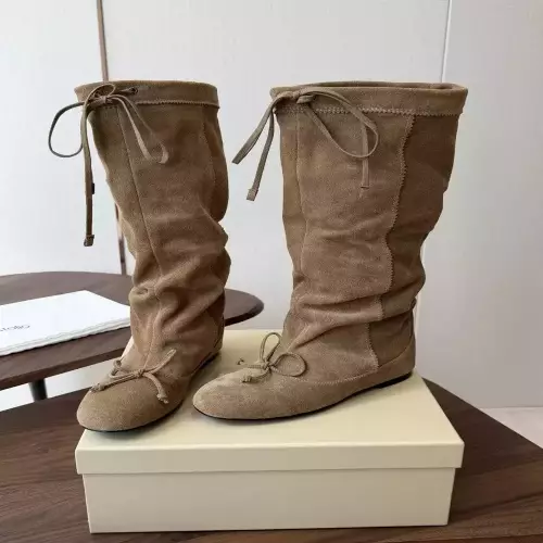언필로 셔링 디테일 스웨이드 롱 부츠