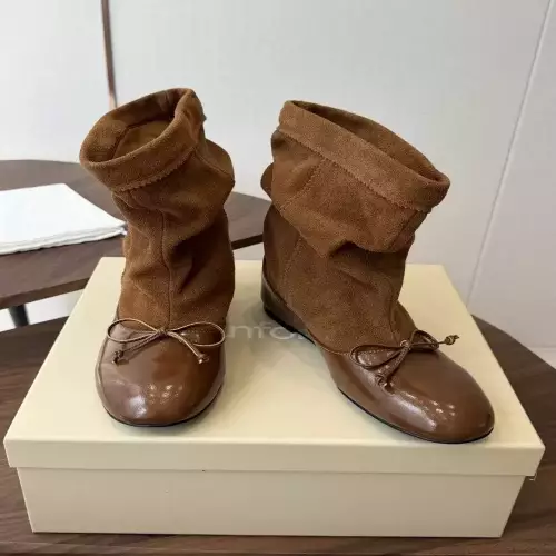 언필로 스웨이드 셔링 히든굽 앵클 부츠